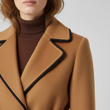 Women's Elegant Camel Trench Style Wool Coat