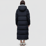 Women's Black Long Hooded Waterproof Puffer Parka