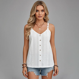 Women’s Lace-Detail V-Neck Button-Down Tank
