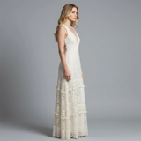 Women’s Lace Maxi Dress with V-Neck