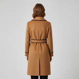 Women's Elegant Camel Trench Style Wool Coat