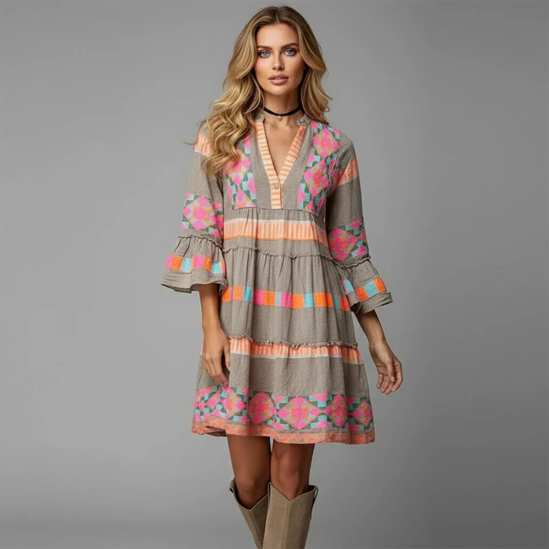 Women’s Colorful Boho Sleeve Dress