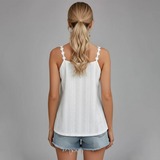 Women’s Lace-Detail V-Neck Button-Down Tank